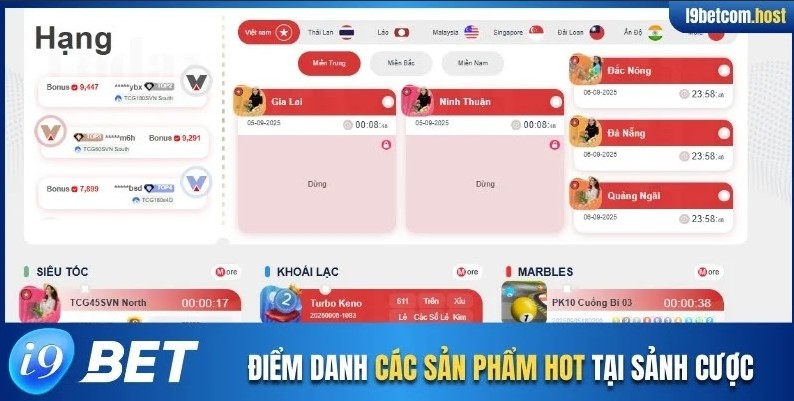 Điểm danh các sản phẩm hot tại sảnh cược
