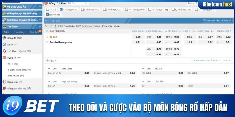 Theo dõi và đặt cược vào bộ môn bóng rổ hấp dẫn